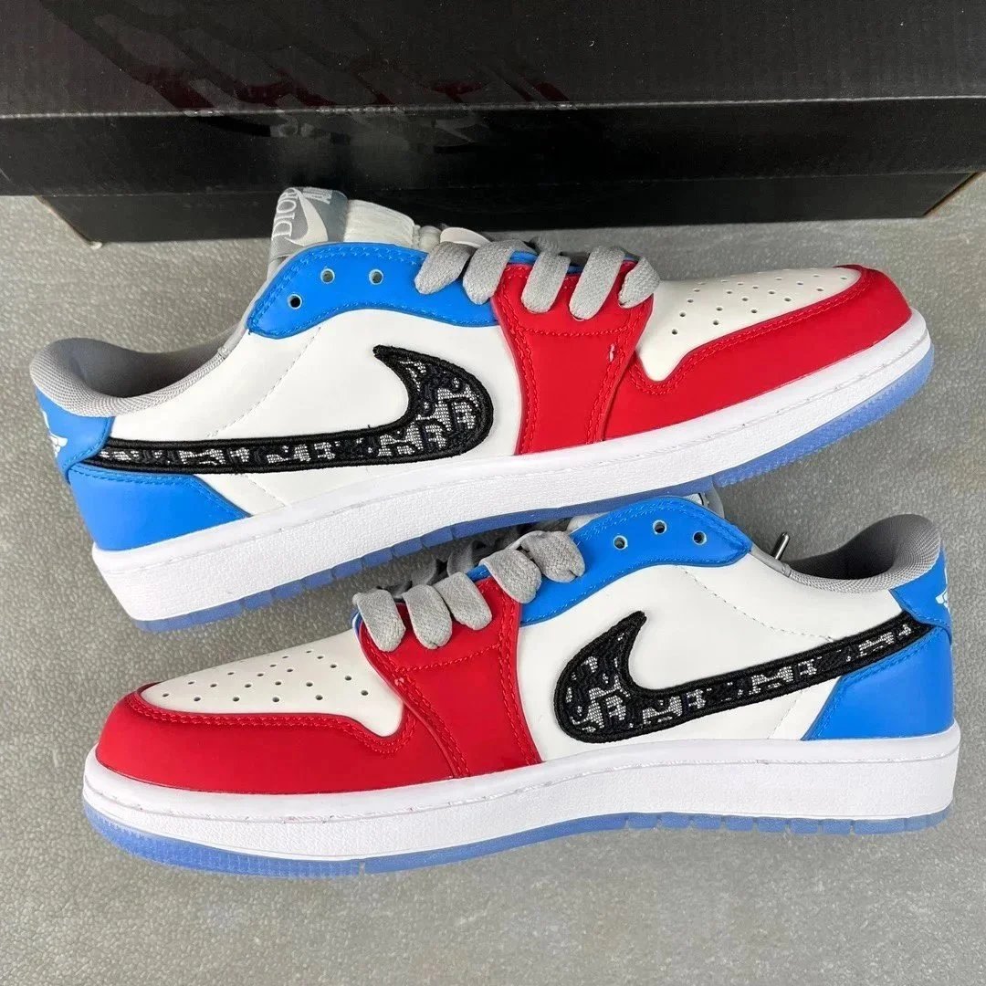 Nike Air Jordan 1 Low Patterned Colorblock Sneakers