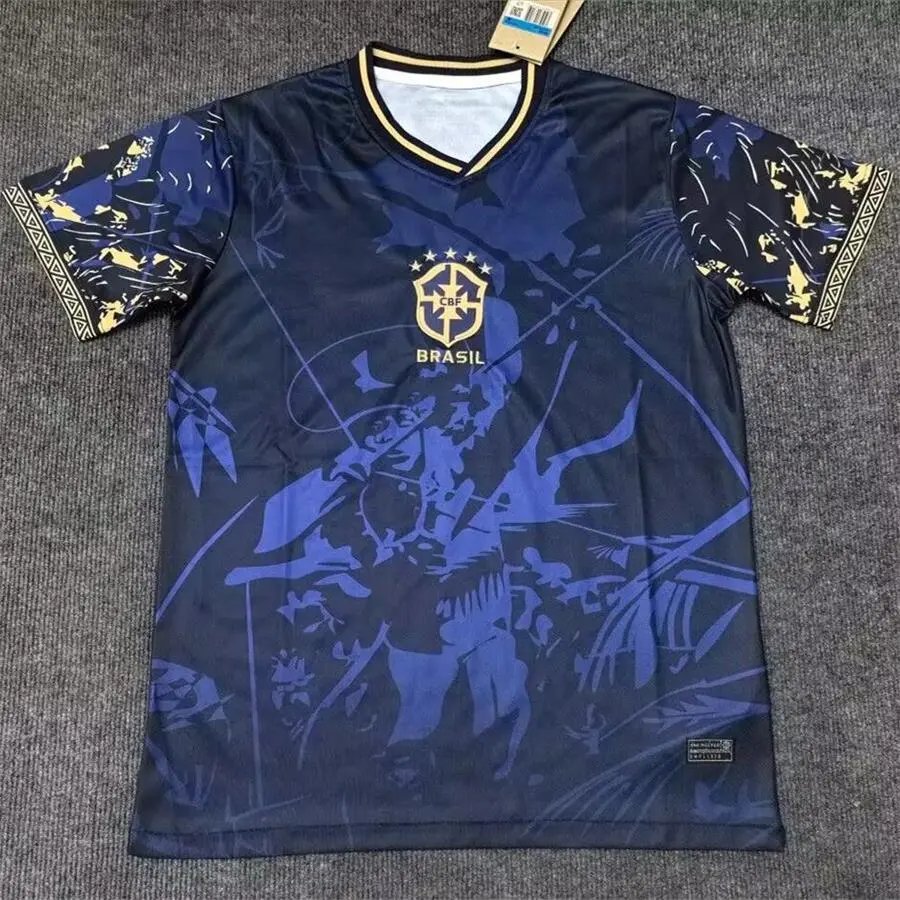 CBF Football Jerseys Brazil graphic jersey — 2526 Brazil sapphire blue gold standard