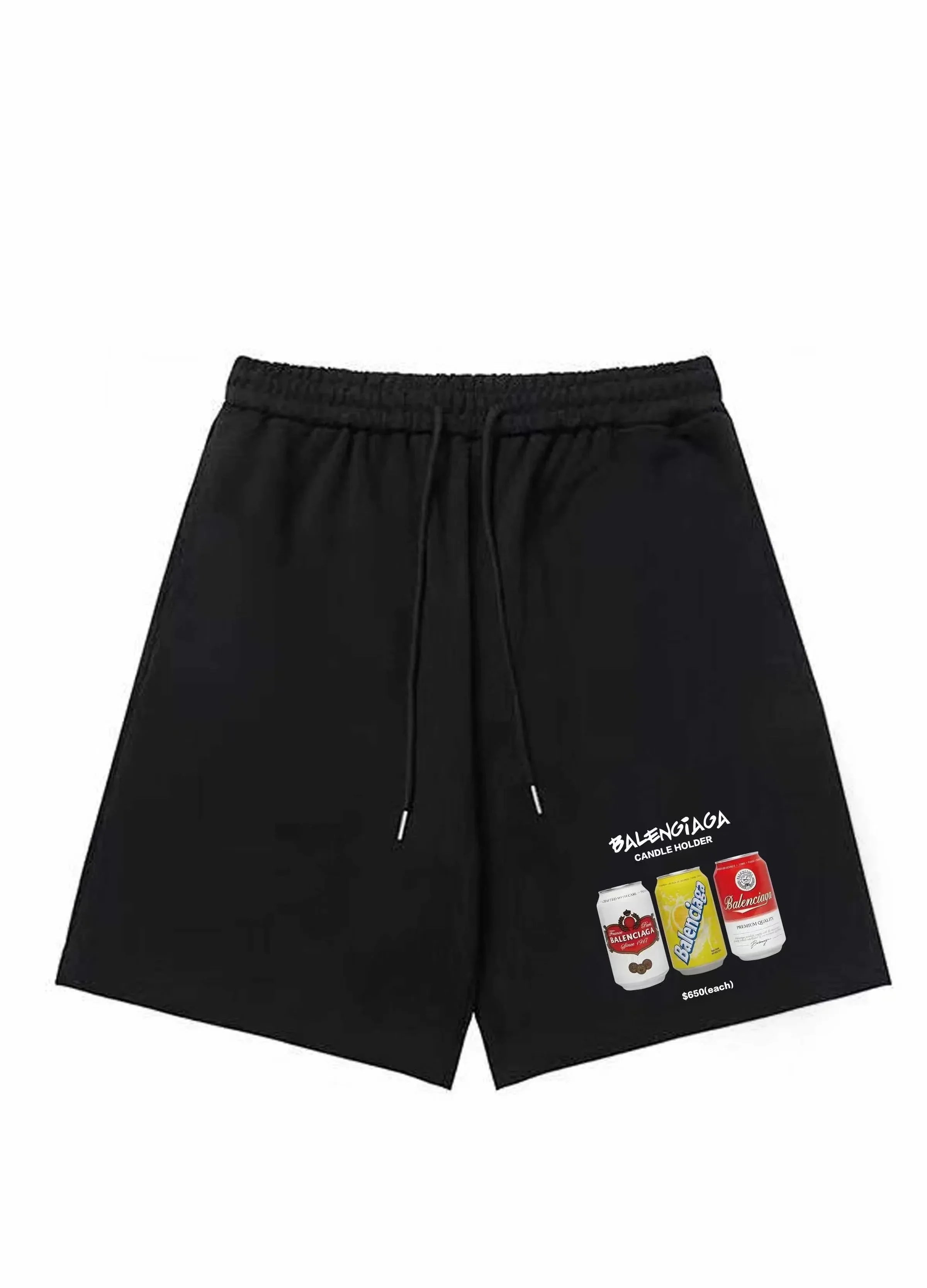 Balenciaga Shorts Elastic-Waist Drawstring Logo-Print — 23