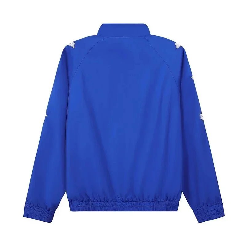 Sporty Track Jacket Black Blue Contrast Stitch Windbreaker