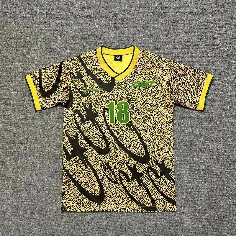 Sportswear Jersey Yellow Black Abstract Print Football Shirt