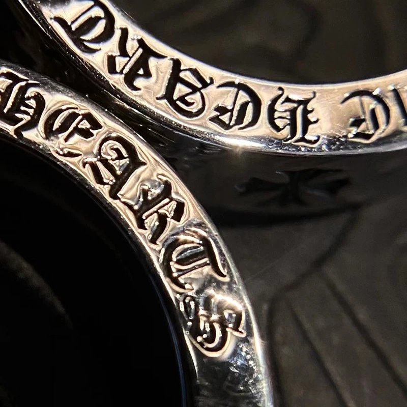 Chrome Hearts Silver Cross Pave Ring Set