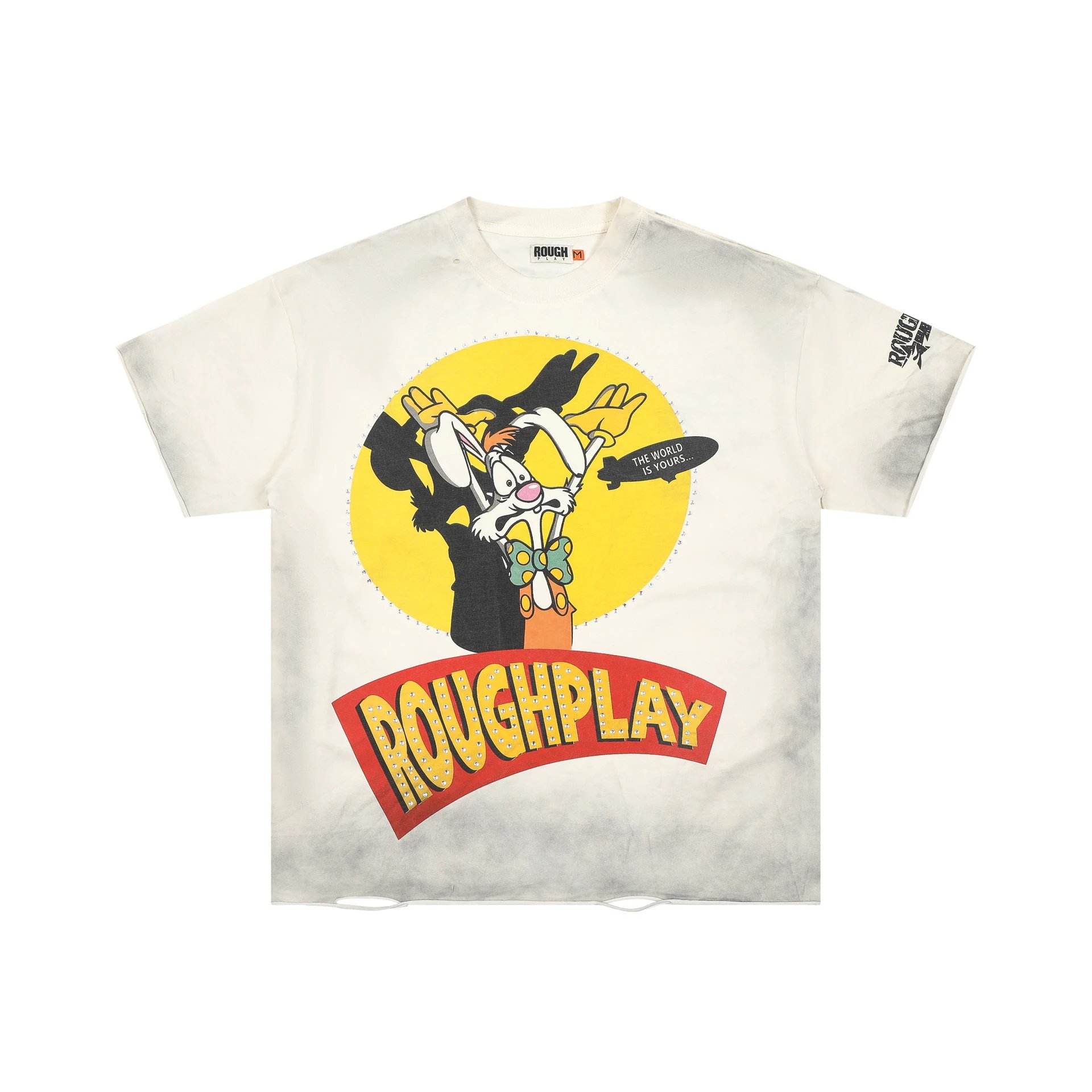 Roughplay Graphic Print Off White Distressed T Shirt
