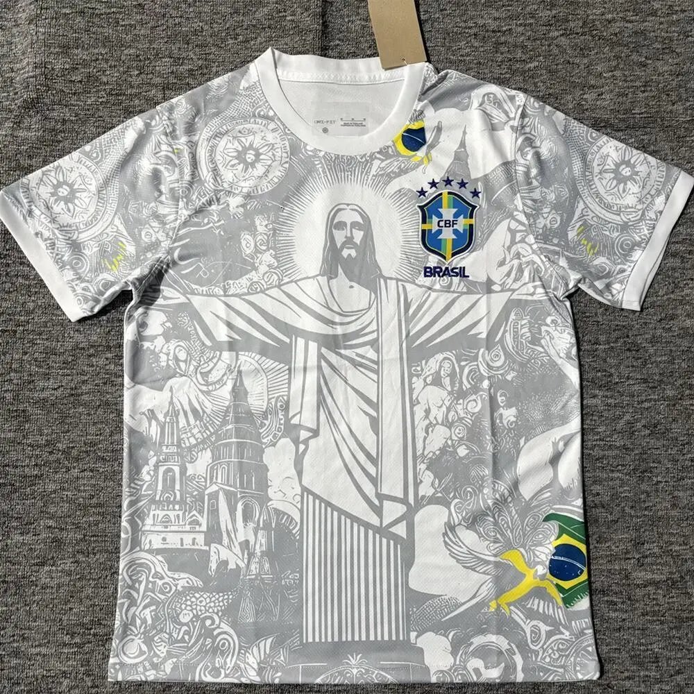 Unbranded Football Jerseys National Team — 2526 Brazil light gray yeah T