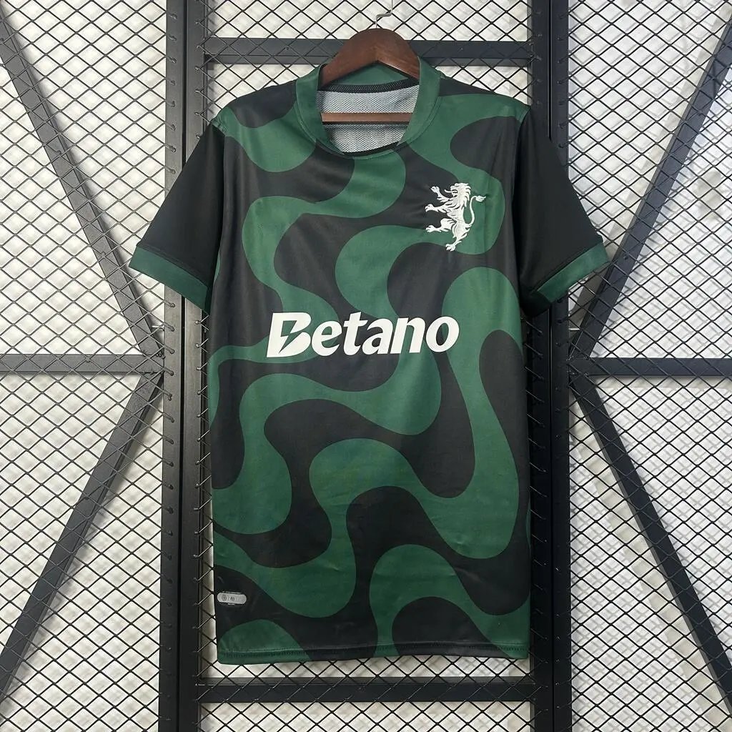 Unbranded Football Jerseys Short-Sleeve Portugal and Club Jersey — 2526 Lisbon black and green away game