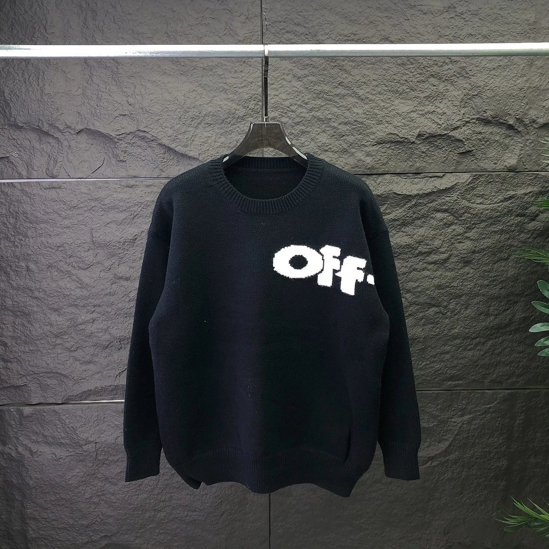 Off-White Logo Cream Oversized Knit Sweater