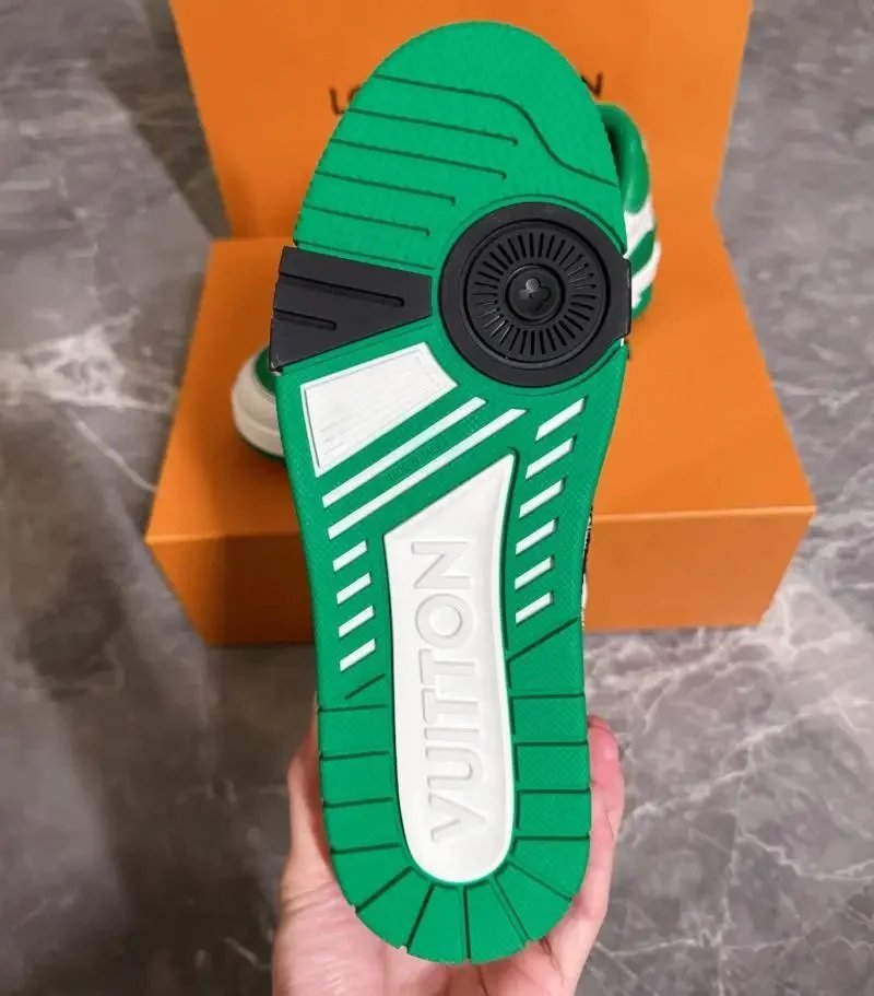 Louis Vuitton Trainer White Green Monogram Sneakers