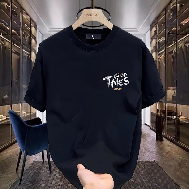 YZEE MC Graphic Print Black Oversized T-Shirt