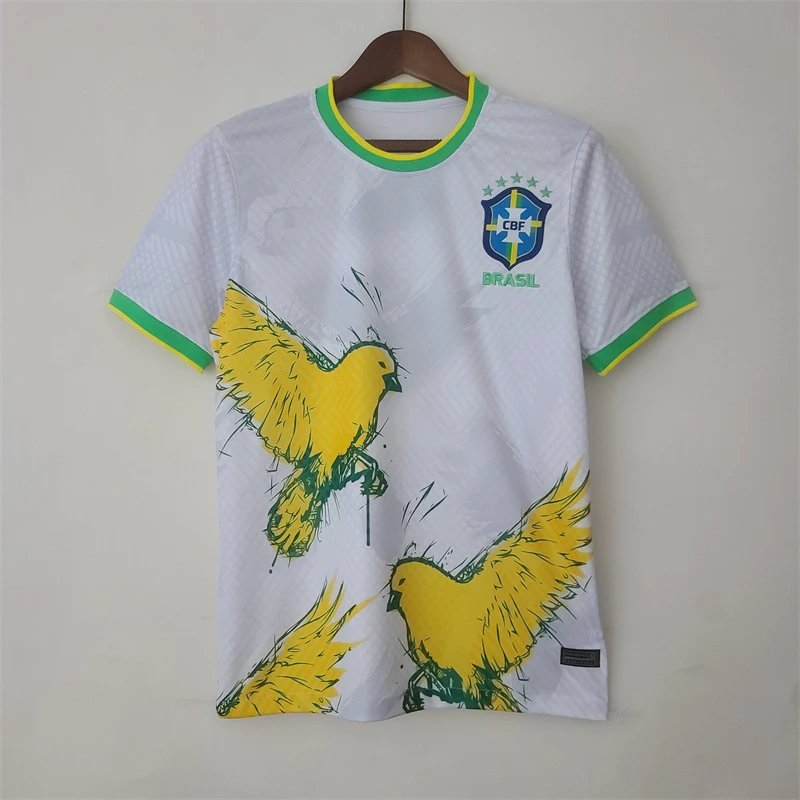 CBF Football Jerseys Brazil graphic jersey — 2022 Brazil Pigeon Edition White