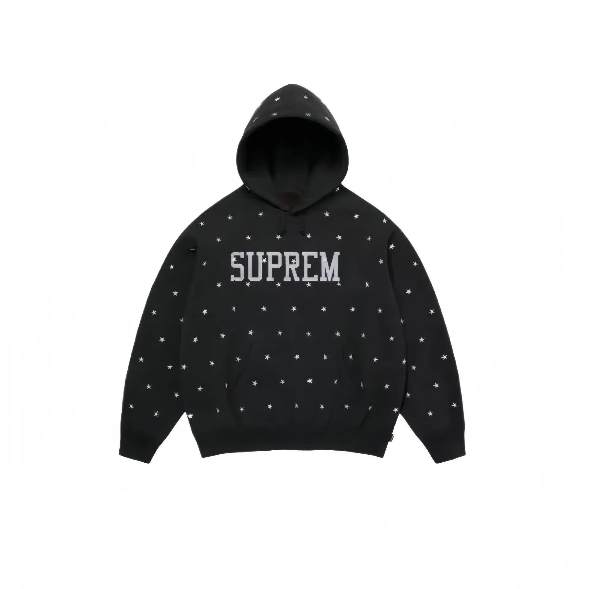 Star Print Hooded Sweatshirt Navy Blue Streetwear