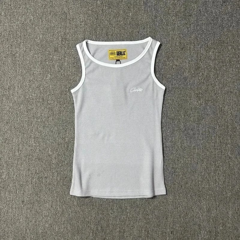 Carlie Ribbed Tank Top White Gray Black Classic