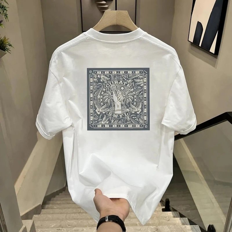 White Graphic Print Crewneck T-Shirt Streetwear