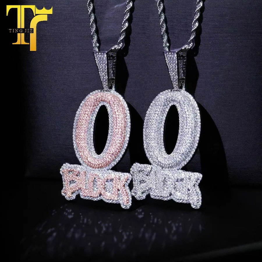 Ting Jie Ice Out Ooh Flock Pendant Necklace Rose Gold Silver Hip Hop