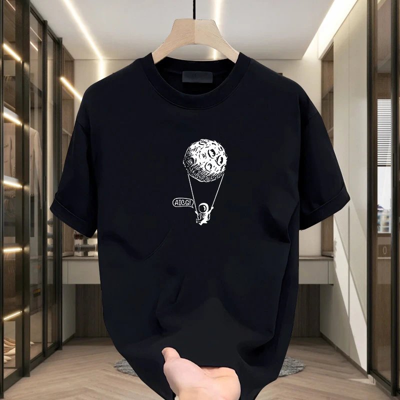Cotton T-Shirt White Graphic Print Casual