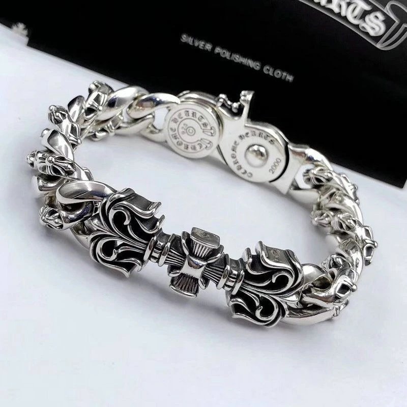 Chrome Hearts 2000 Silver Gothic Curb Chain Bracelet