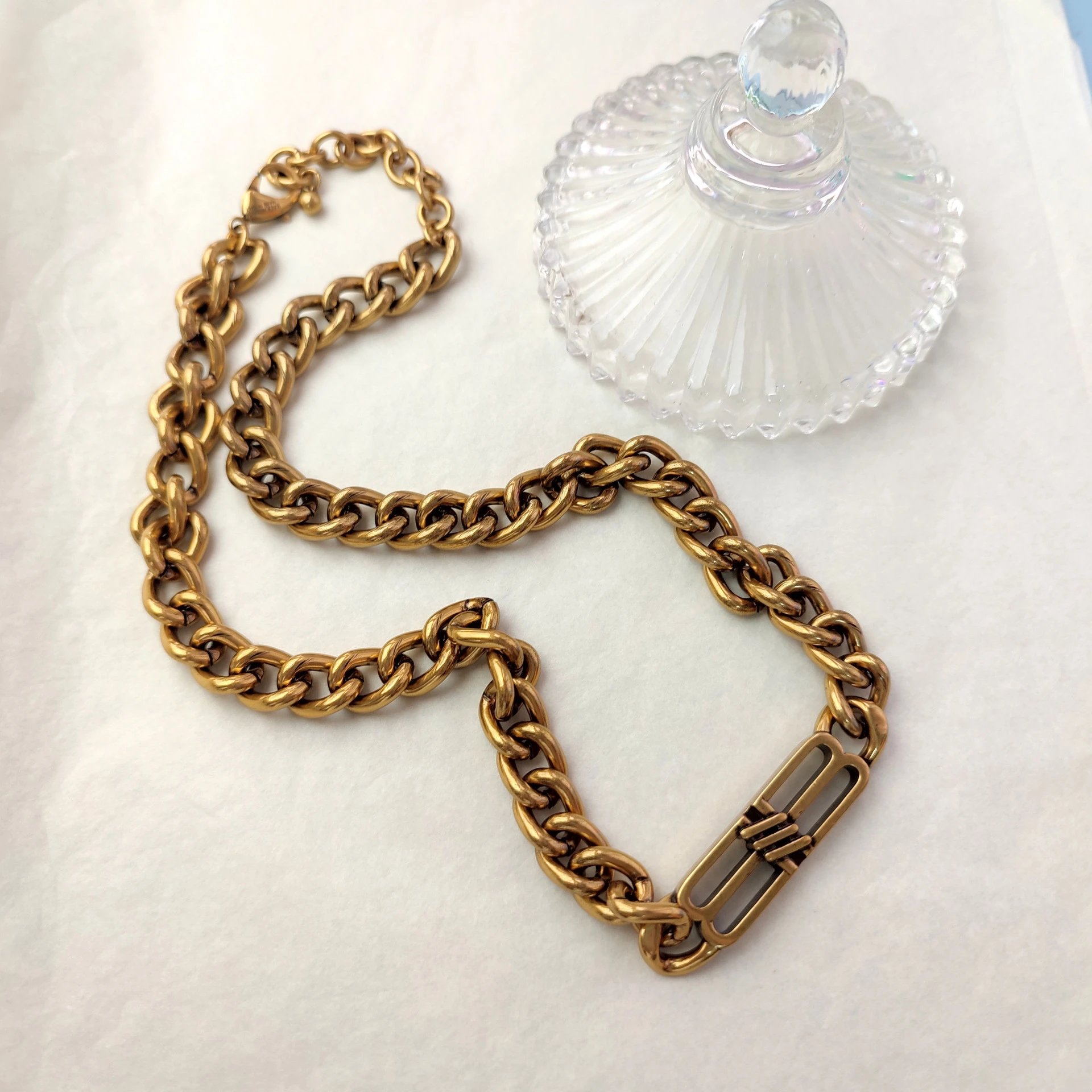 Balenciaga Chain Silver Industrial Link Necklace