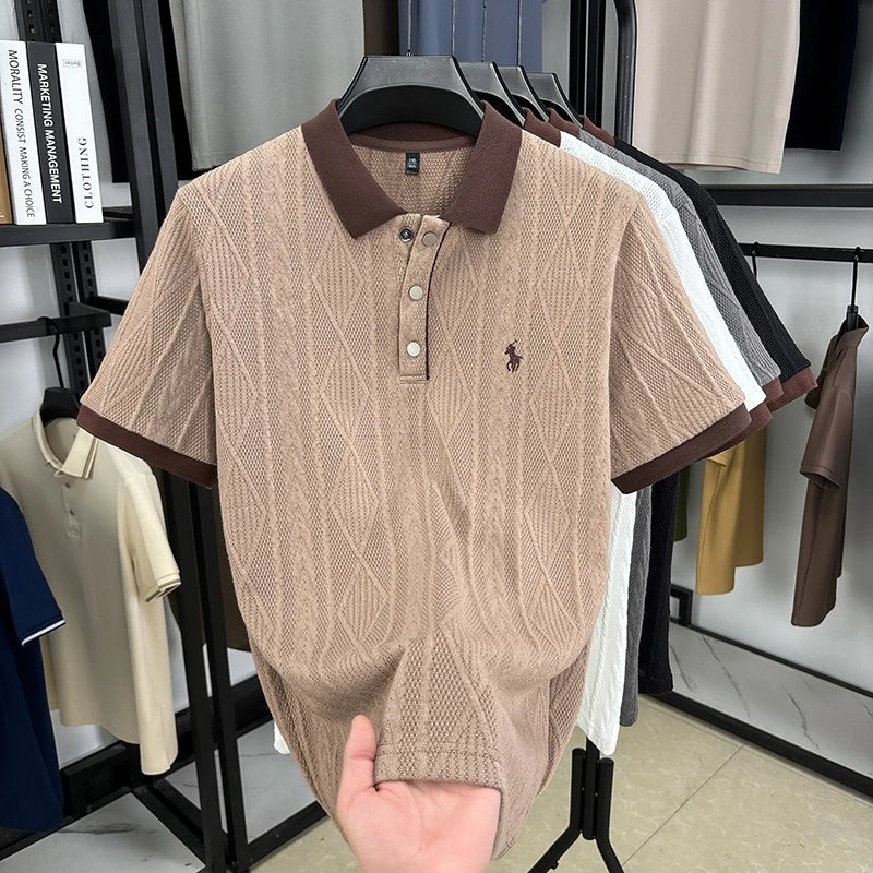 Polo Ralph Lauren Shirts Short-Sleeve Cable-Knit Shirt with Contrast Collar image 3