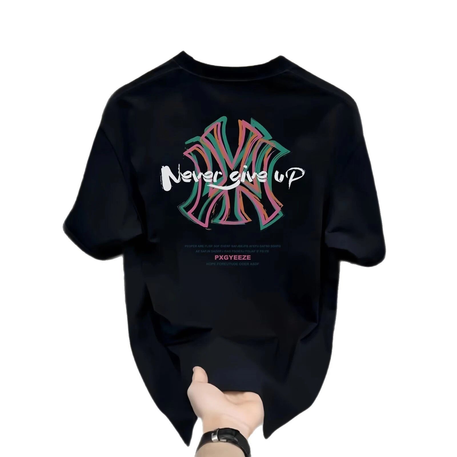 YZEL MC Navy Blue Graphic Print Crewneck T-Shirt