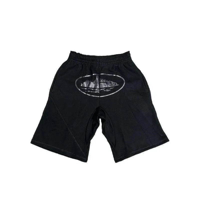 Ship Logo Print Athletic Shorts Light Blue Blue Orange Black