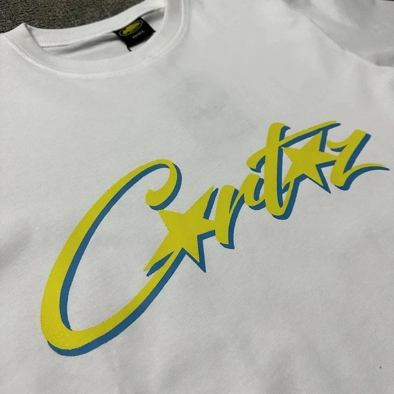 Black T-Shirt with Neon Green Yellow Script Logo Casual Tee