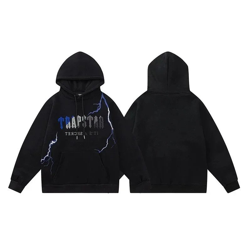 Trapstar Black Lightning Graphic Hoodie And Jogger Set