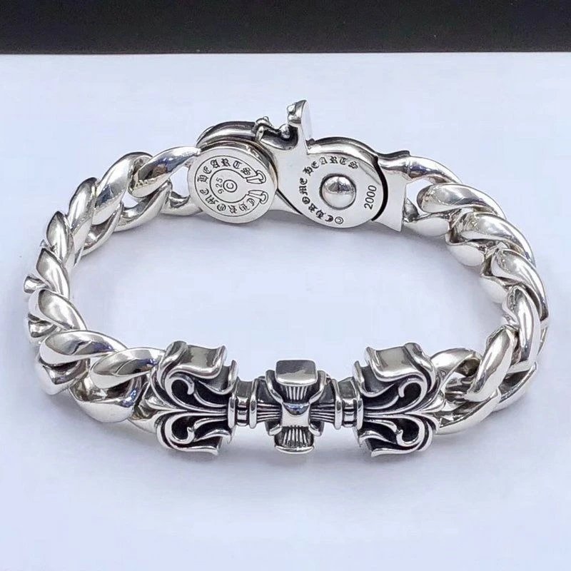 Chrome Hearts 2000 Silver Gothic Curb Chain Bracelet