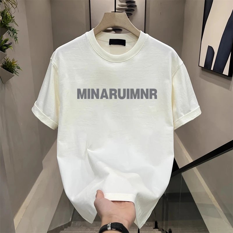 MINARUIMNR Oversized White Graphic Print T-Shirt