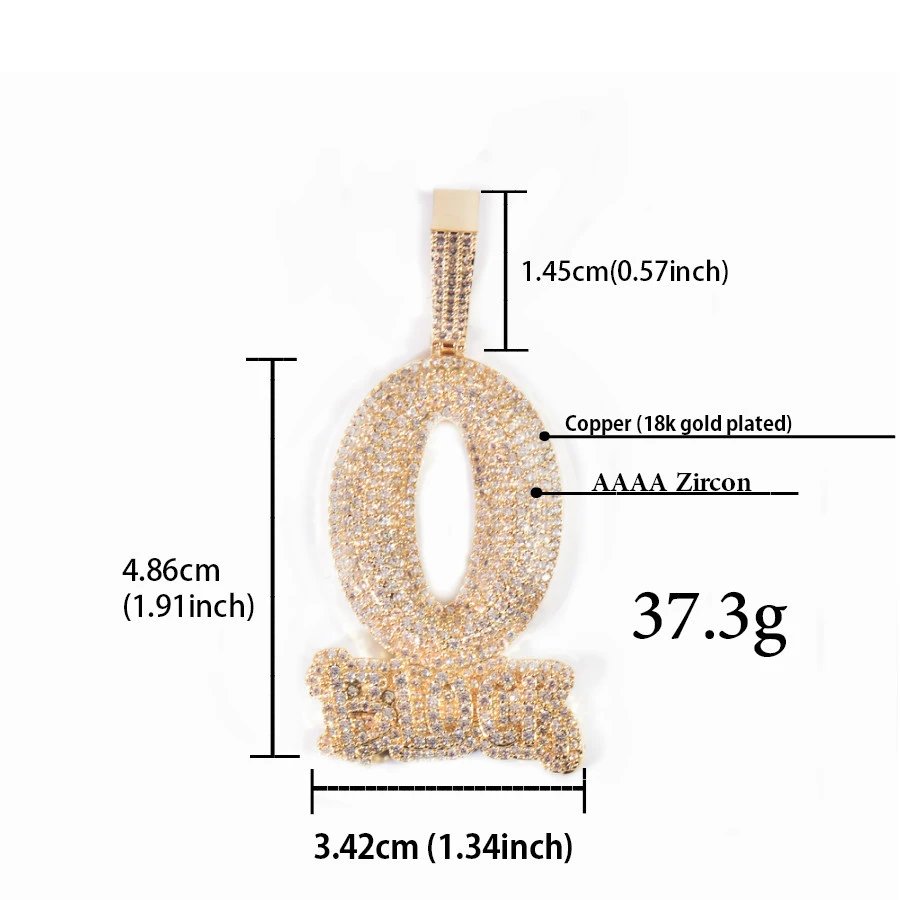 Ting Jie Ice Out Ooh Flock Pendant Necklace Rose Gold Silver Hip Hop
