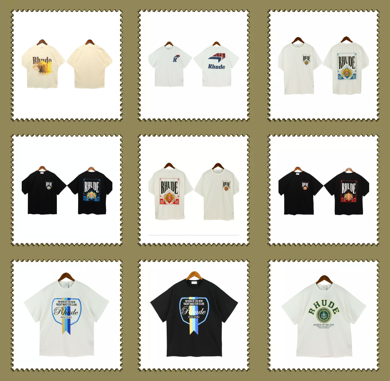 Rhude Graphic Print White Black Casual T-Shirt