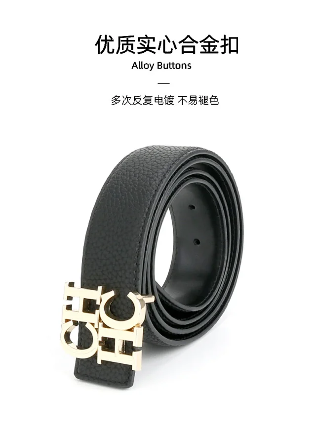 Carolina Herrera Belts CH monogram buckle pebbled belt product detail image 5