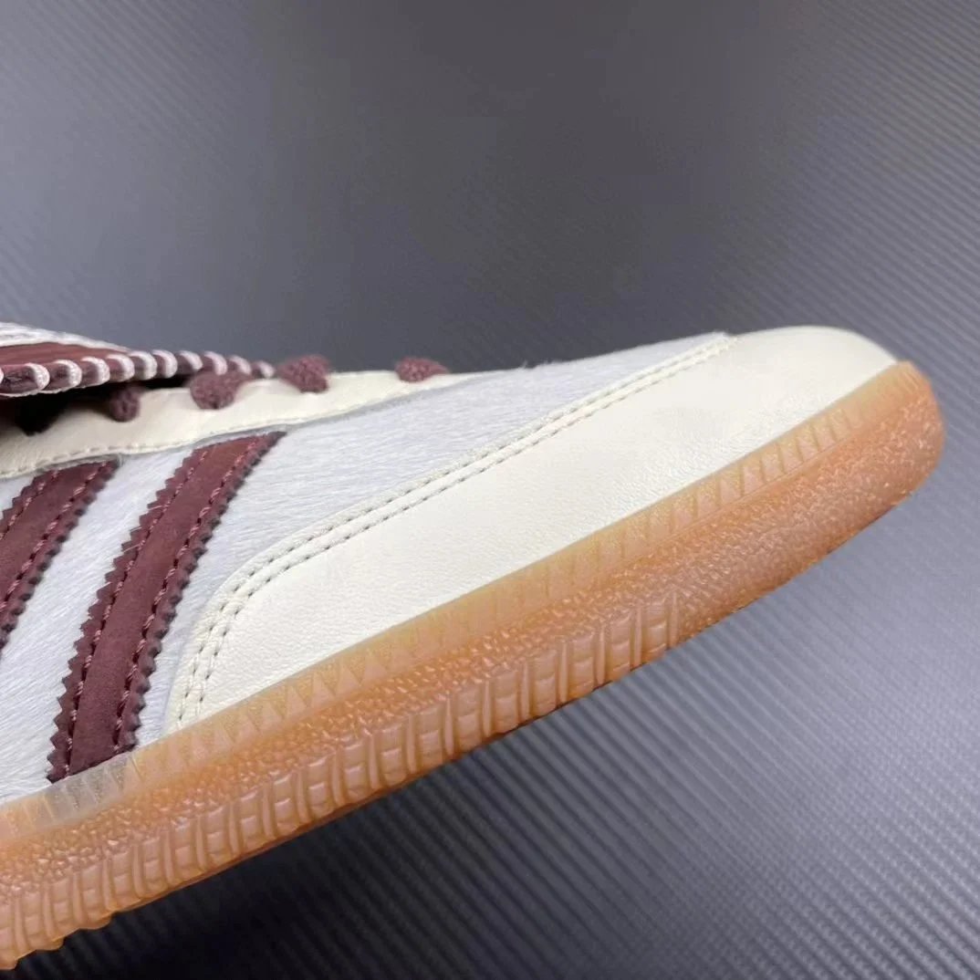 Adidas Samba White And Burgundy Classic Leather Sneakers