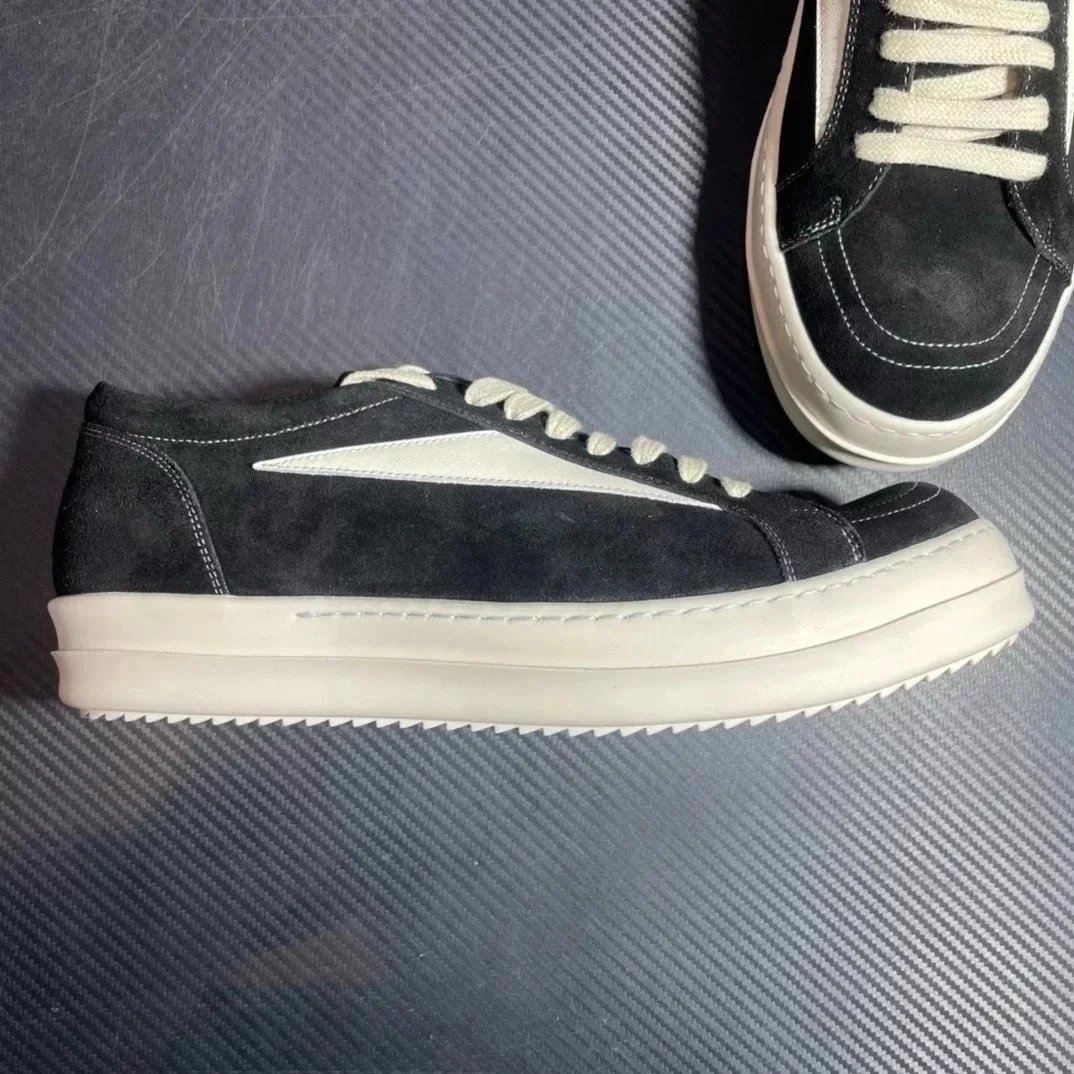Unbranded Sneakers Low-Top Suede with Contrast Side Panel — Black suede
