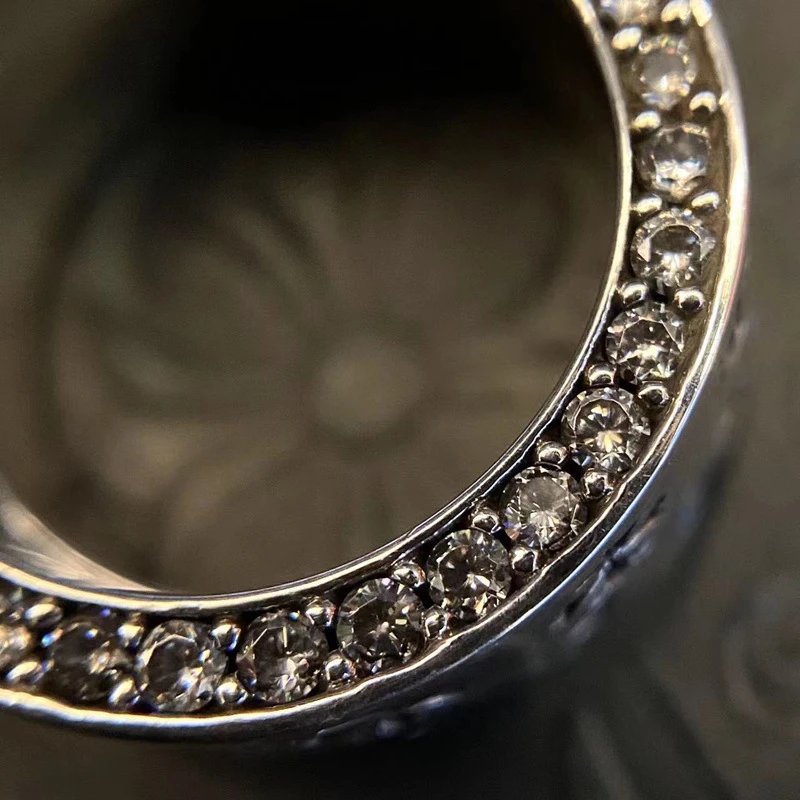 Chrome Hearts Silver Cross Pave Ring Set