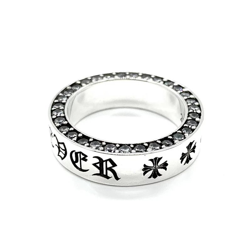 Chrome Hearts Silver Cross Pave Ring Set