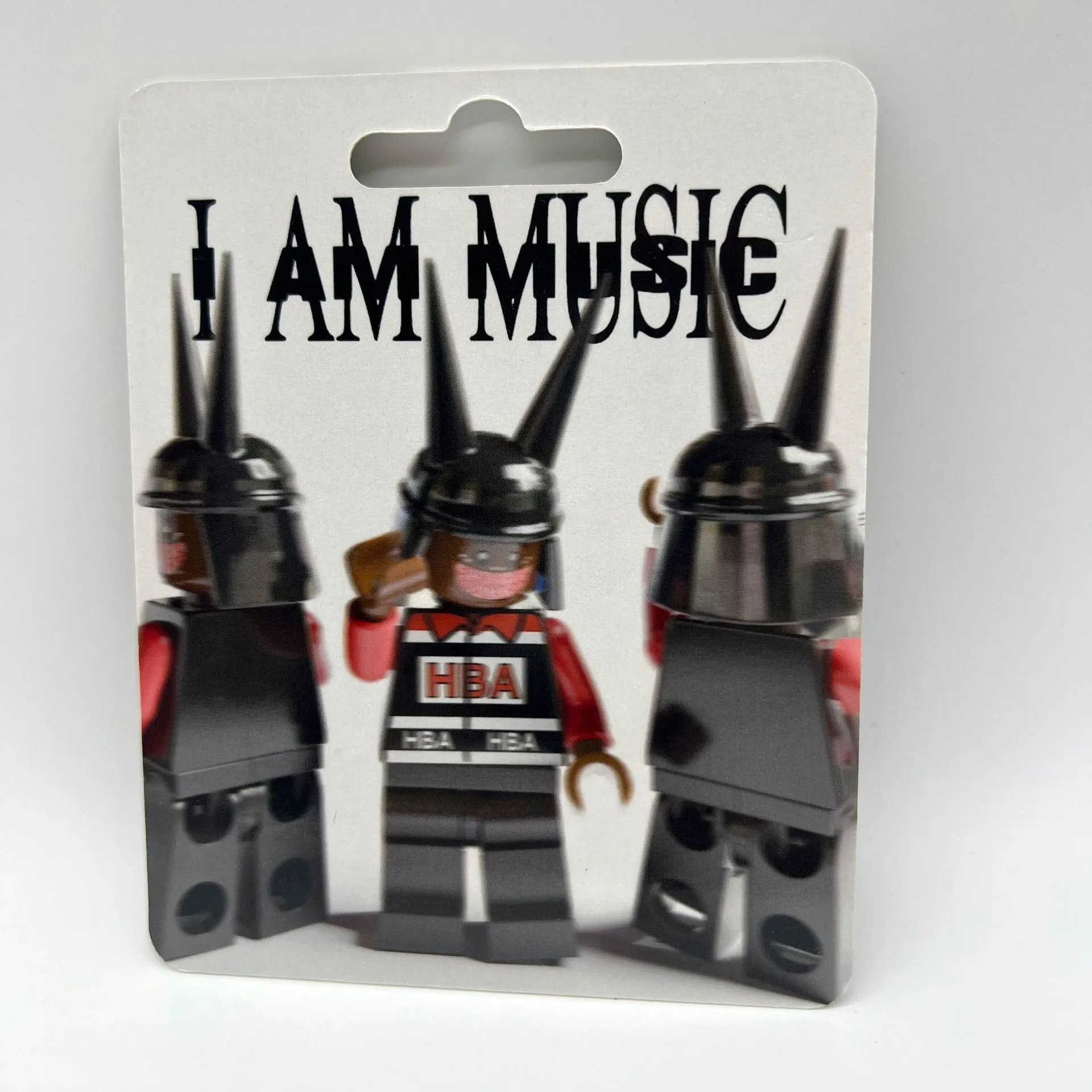 HBA Minifigure Black Spike Helmet Red Armored Style