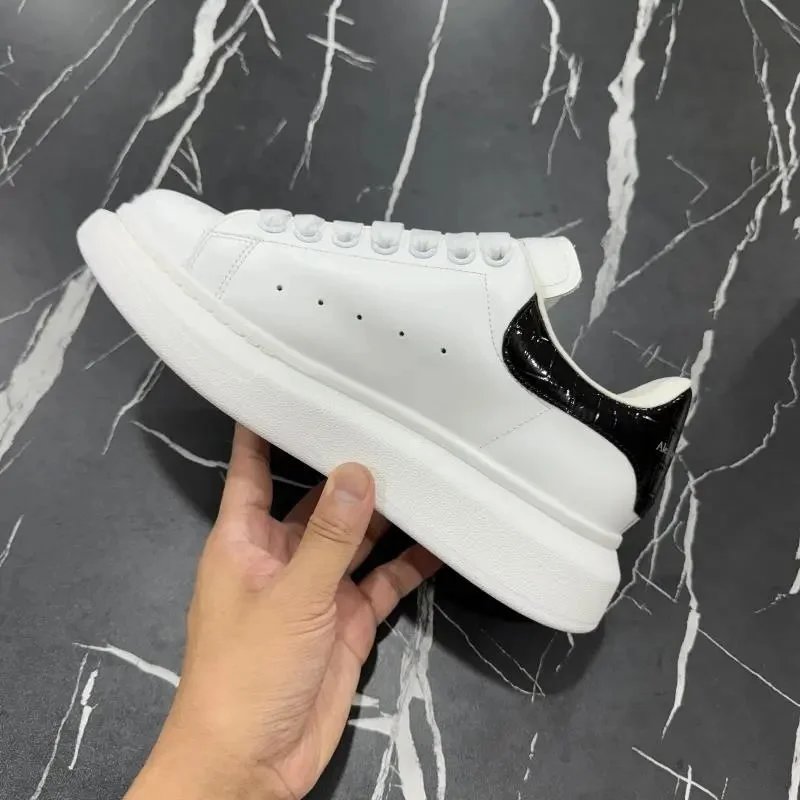 Alexander McQueen Oversized White Black Patent Leather Sneakers
