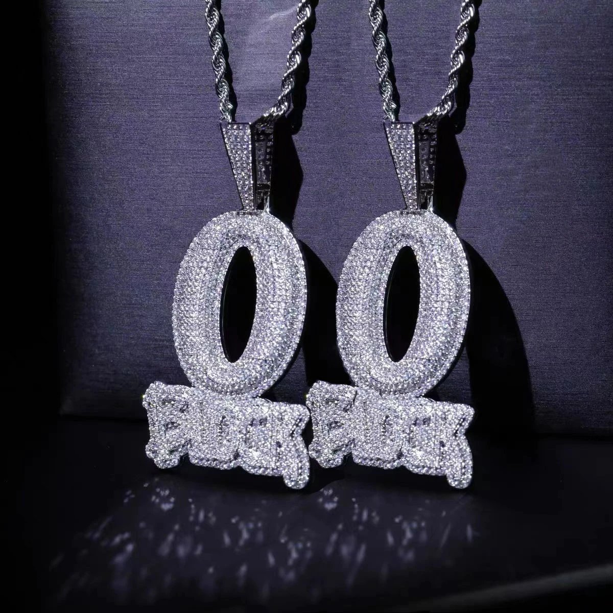 Ting Jie Ice Out Ooh Flock Pendant Necklace Rose Gold Silver Hip Hop