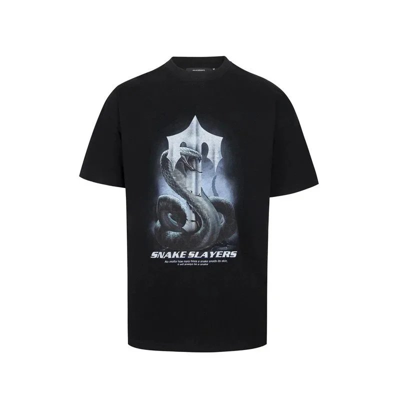 Snake Slayers Graphic Print White Black Streetwear T-Shirt