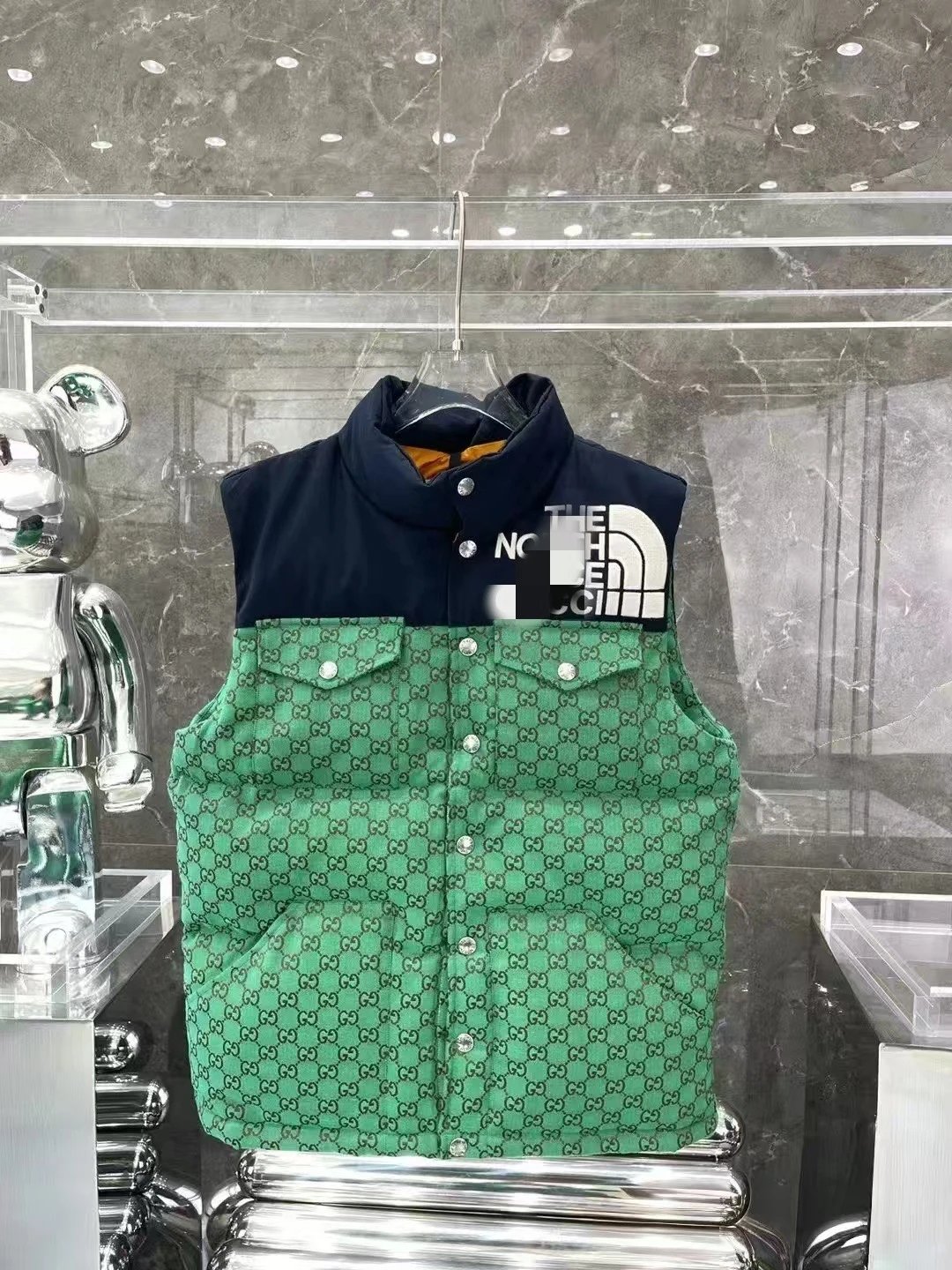 Gucci Vests Padded GG monogram vest — Spliced green