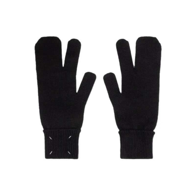 Maison Margiela Tabi Black Knit Split-Toe Gloves