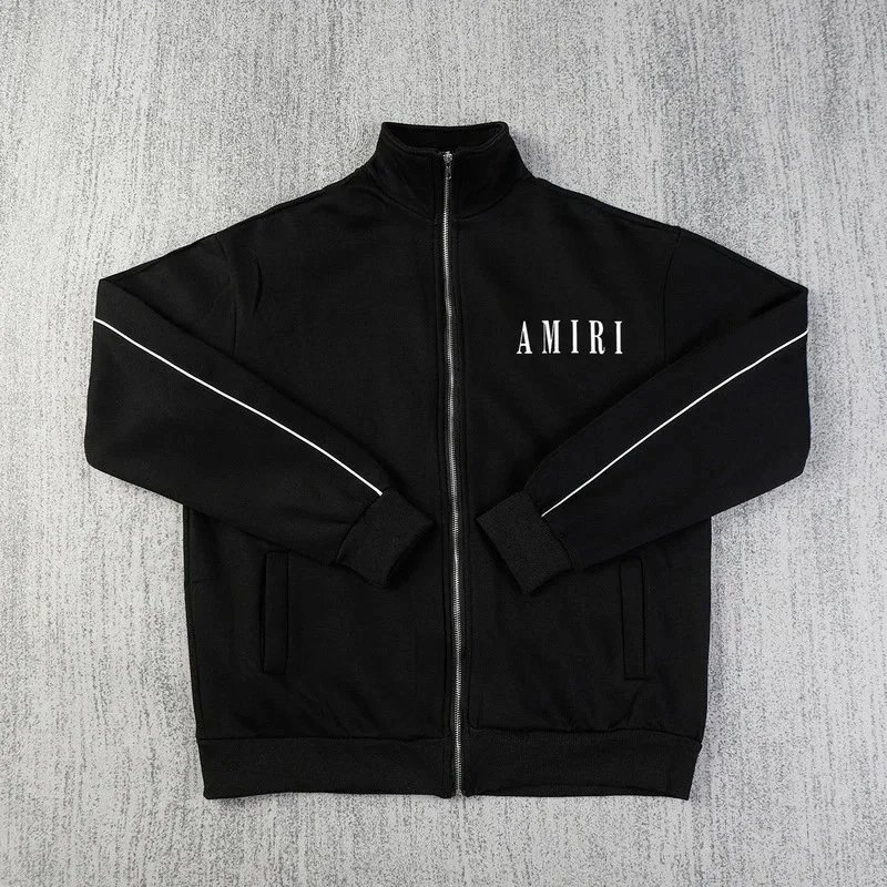Amiri Track Jacket Black Graphic Embroidered Sportswear