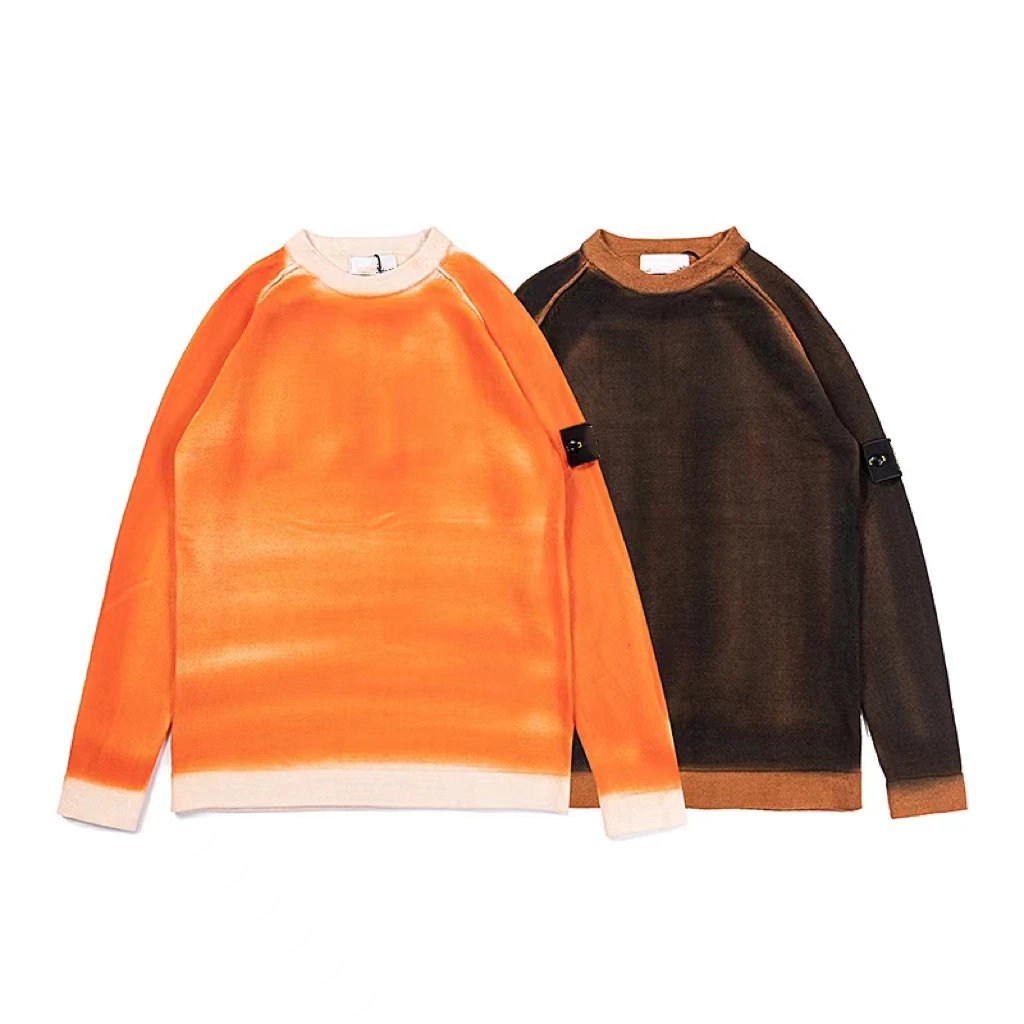 Stone Island Patch Brown Orange Gradient Crewneck Sweater