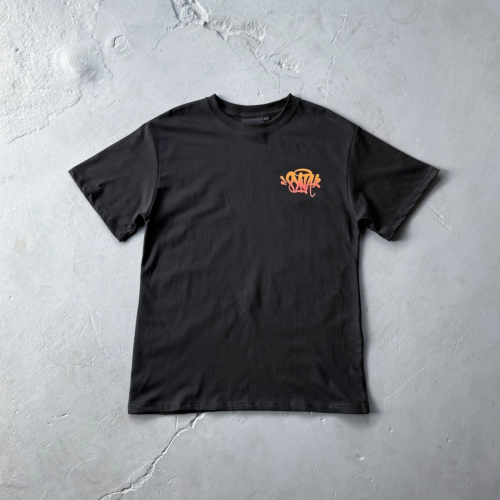 White Cotton T-Shirt With Orange Graffiti Logo Streetwear