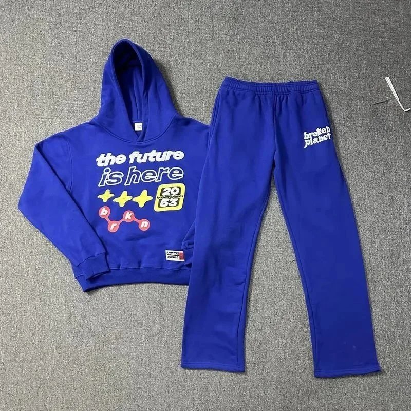 Broken Planet Blue Graphic Hoodie and Jogger Set