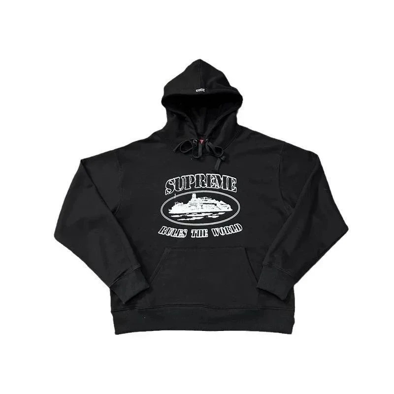 Supreme Rules The World Black Graphic Hoodie