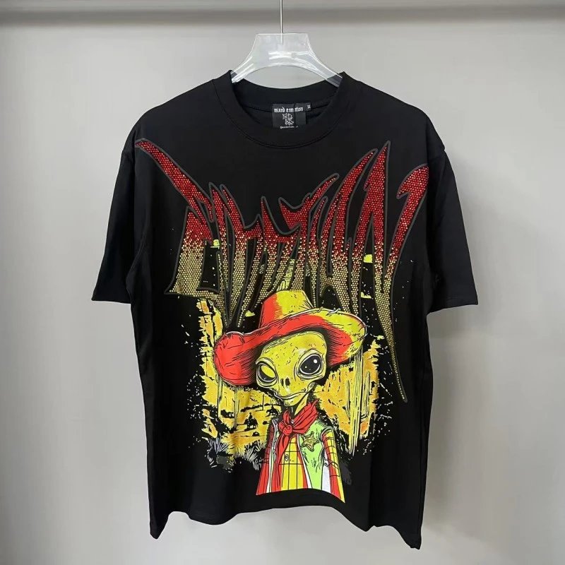 Mixed Emotions T-Shirts Graphic rhinestone T-shirt — EM 42#Black
