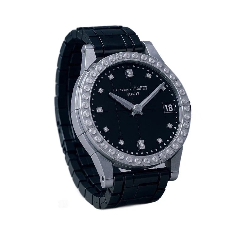 Patek Philippe Geneve Black Diamond Bezel Luxury Watch