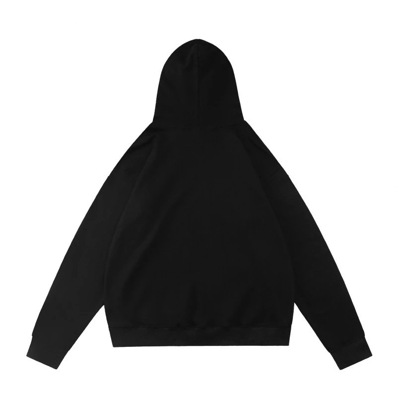 Black Cotton Hooded Sweatshirt Oversized Streetwear