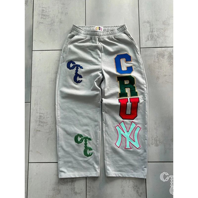 Unbranded Trousers Straight-Leg Graphic Appliqué — Light gray (customized)