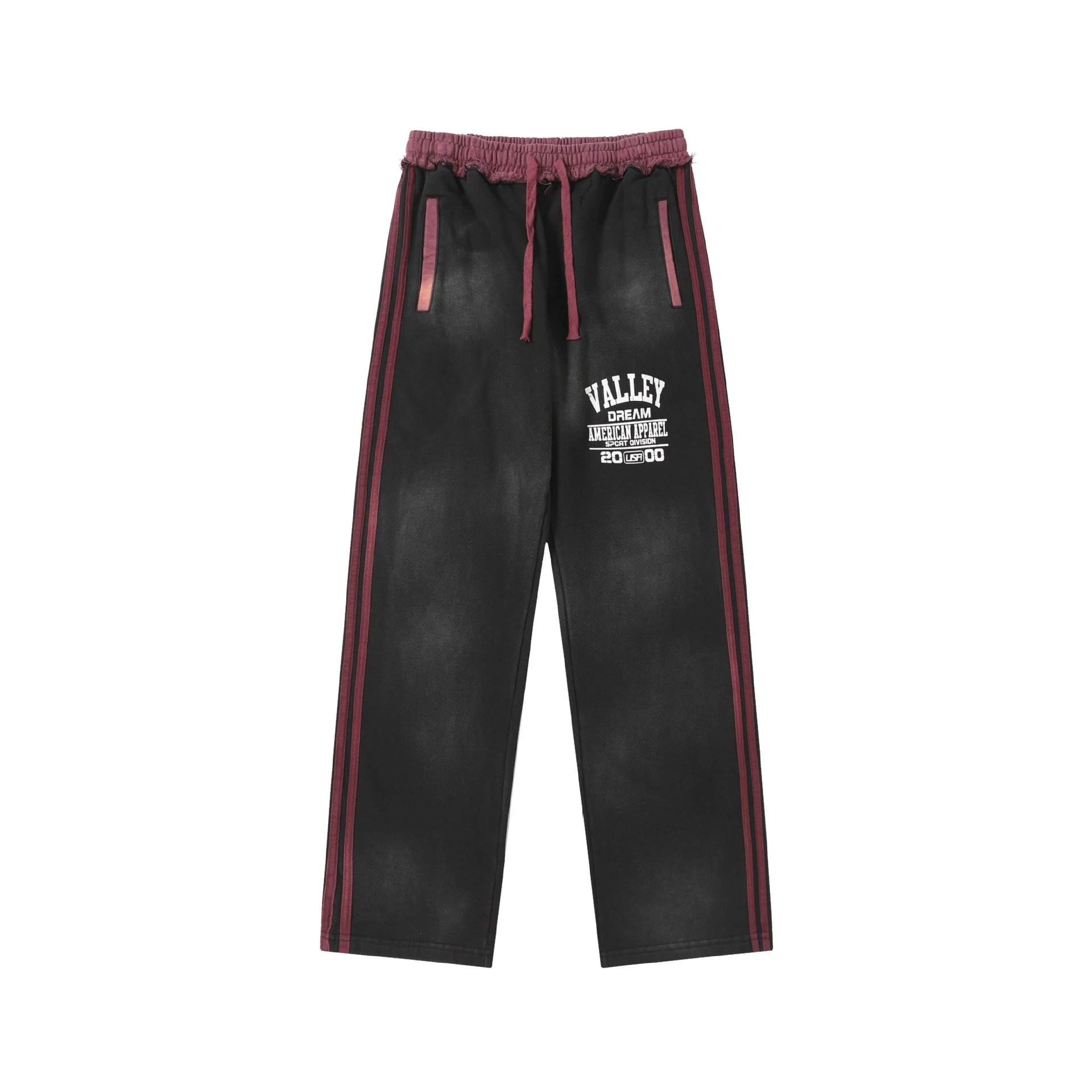 Valley Dream Gray Maroon Stripe Casual Sweatpants